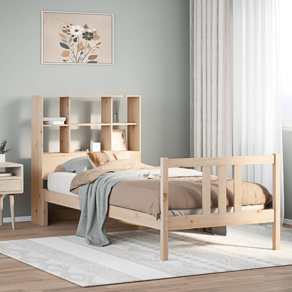 Bookcase Bed Without Mattress 120X200Cm Solid Wood Pine