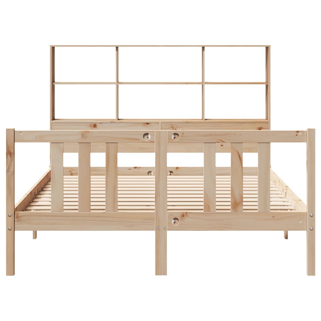 Bookcase Bed Without Mattress 120X200Cm Solid Wood Pine