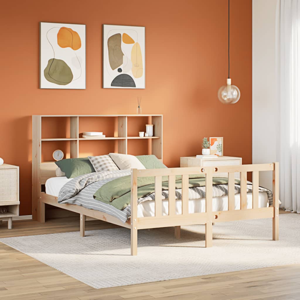 Bookcase Bed Without Mattress 120X200Cm Solid Wood Pine