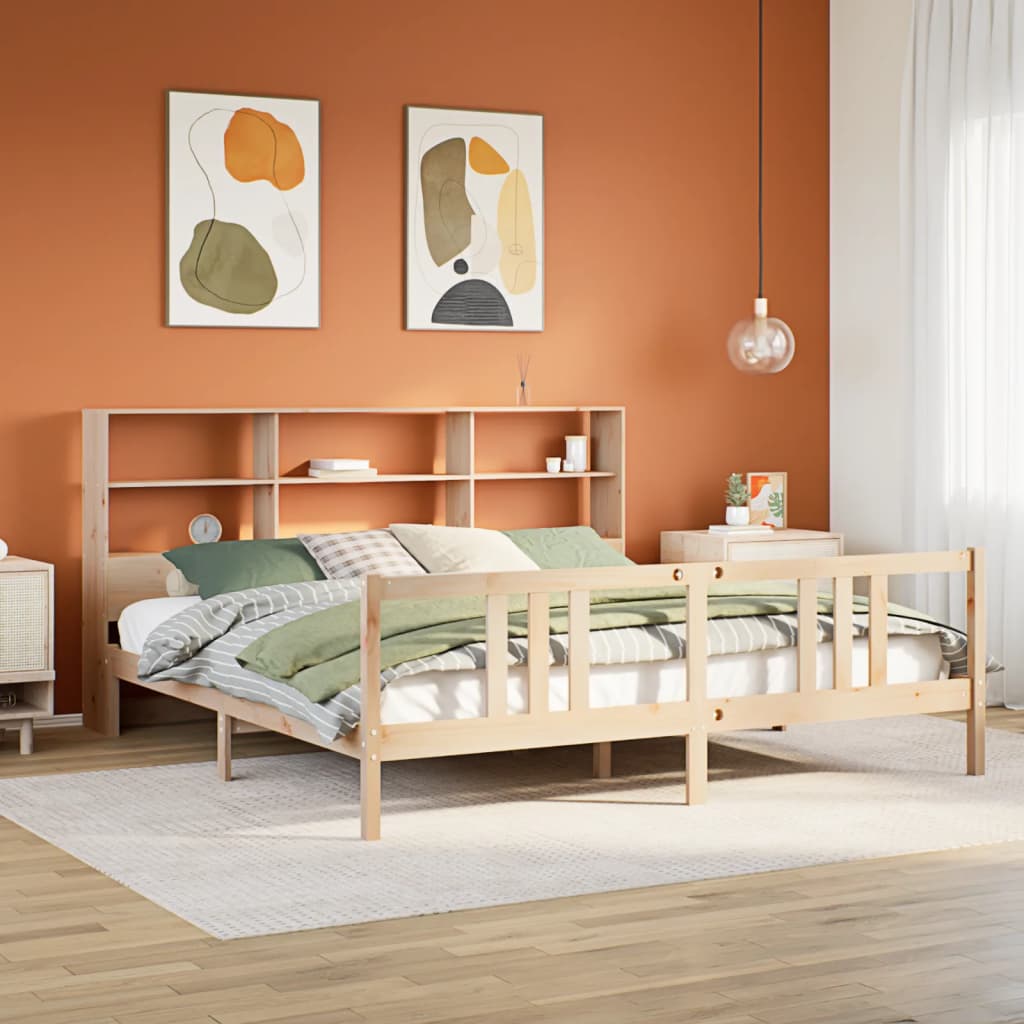Bookcase Bed Without Mattress 120X200Cm Solid Wood Pine