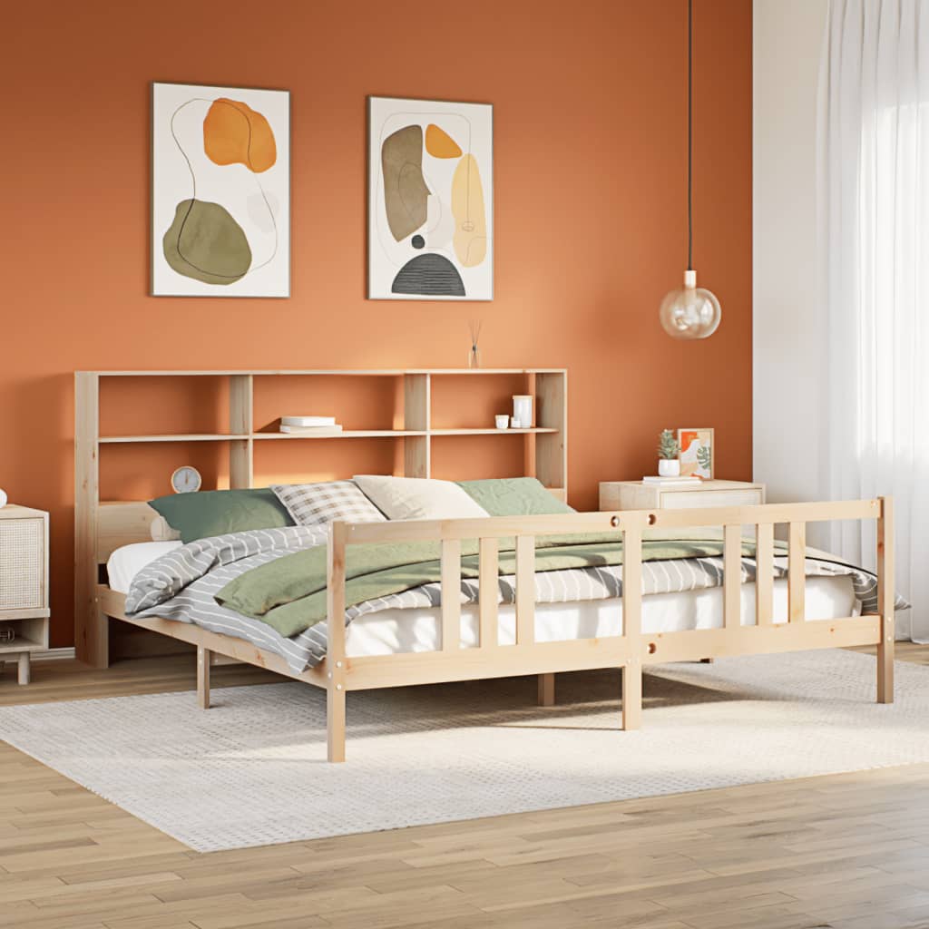 Bookcase Bed Without Mattress 120X200Cm Solid Wood Pine