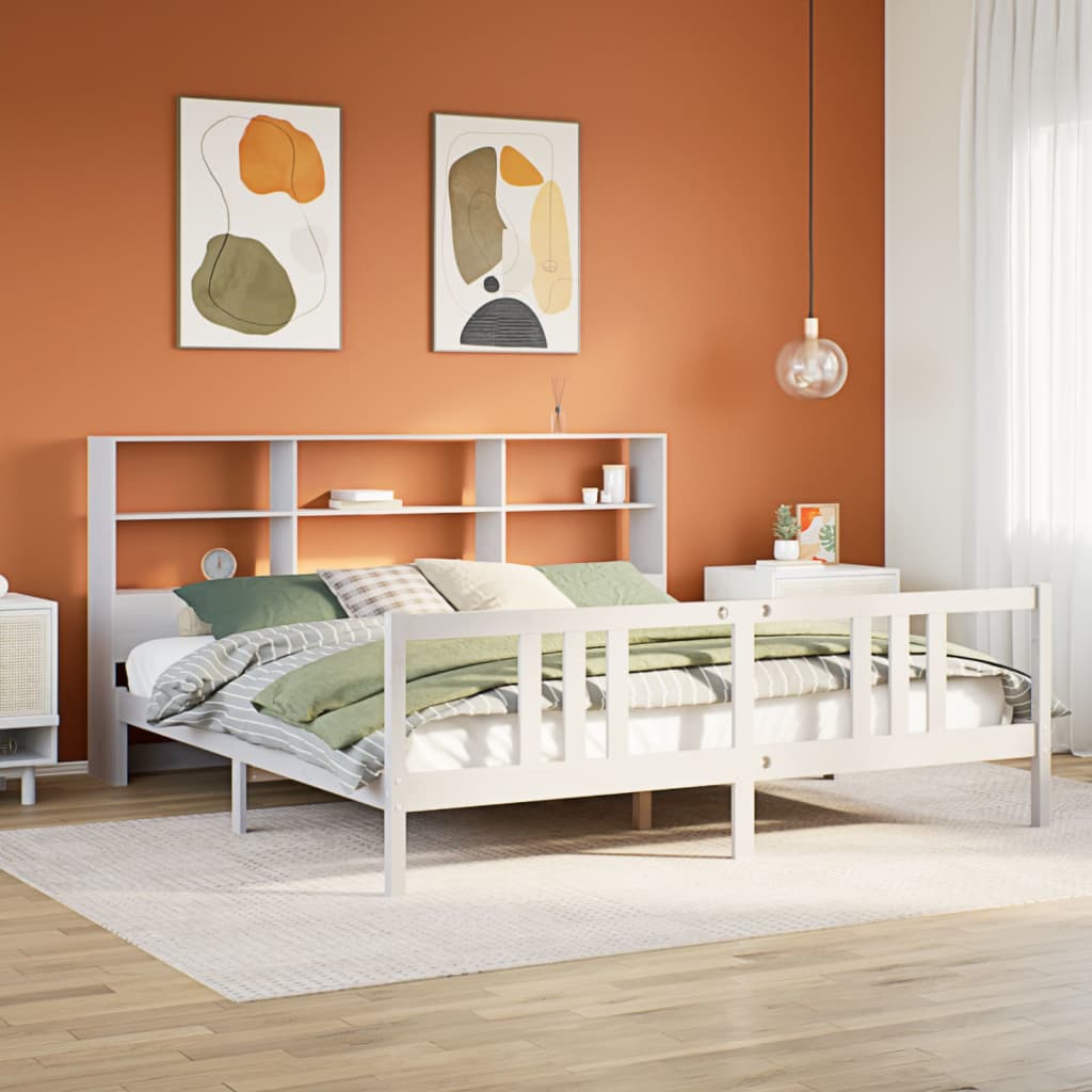 Bookcase Bed Without Mattress 120X200Cm Solid Wood Pine