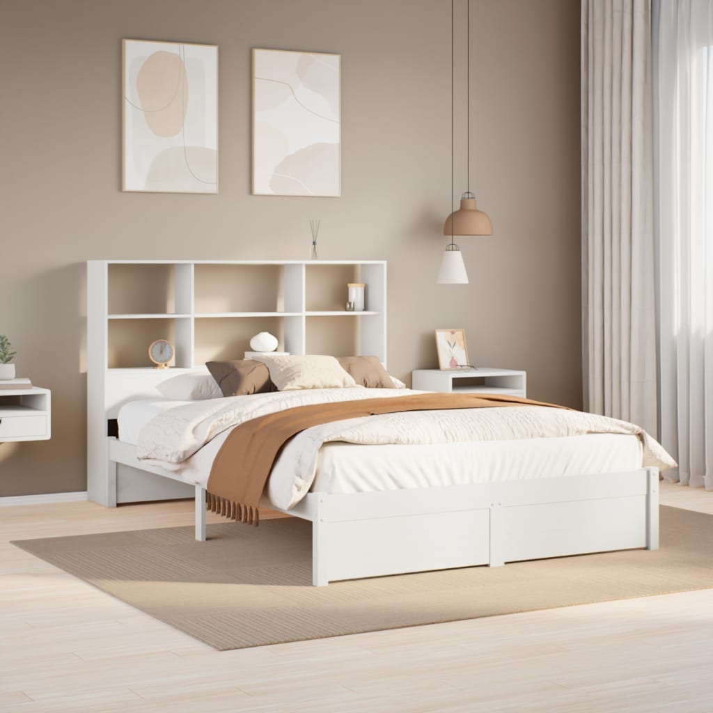 Bookcase Bed Without Mattress 140X200Cm Solid Wood Pine