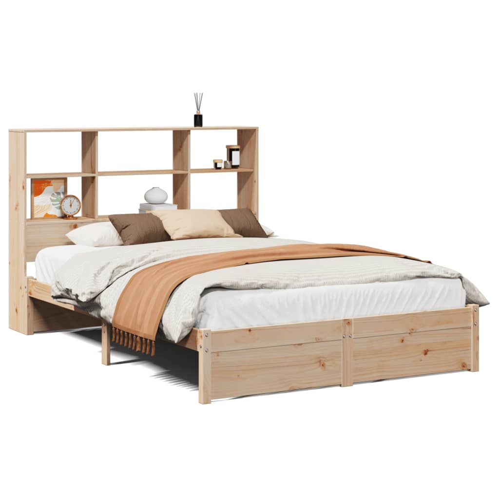 Bookcase Bed Without Mattress 140X200Cm Solid Wood Pine