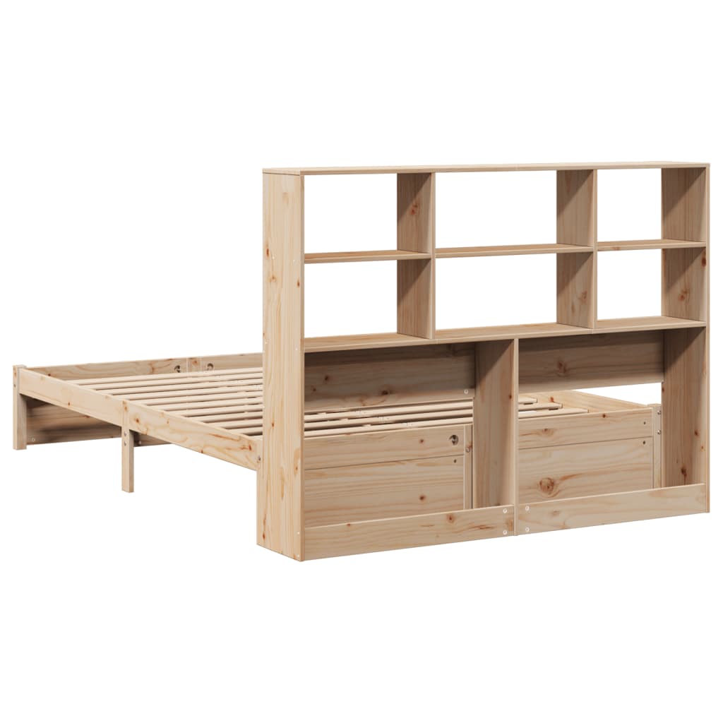 Bookcase Bed Without Mattress 140X200Cm Solid Wood Pine