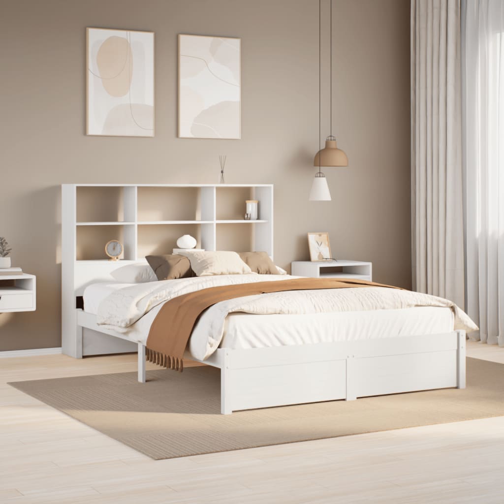 Bookcase Bed Without Mattress 140X200Cm Solid Wood Pine