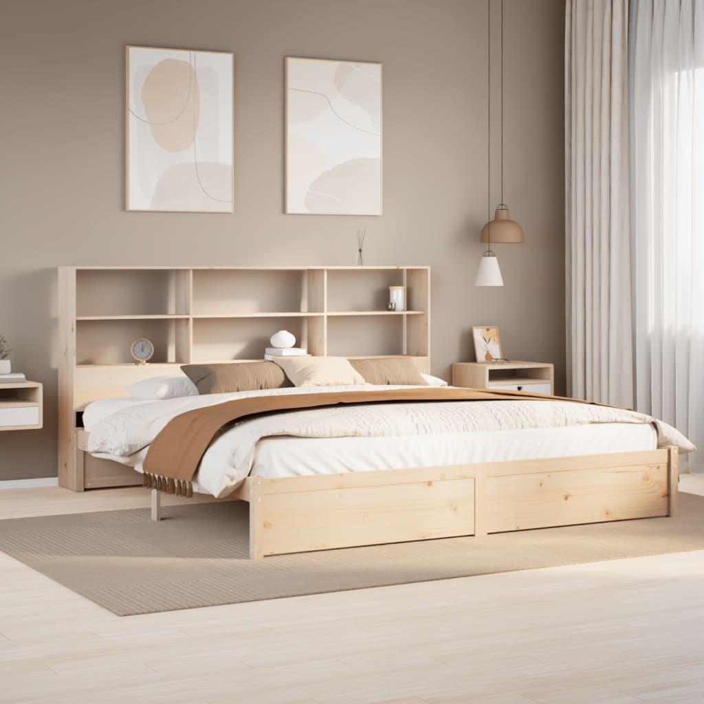Bookcase Bed Without Mattress 140X200Cm Solid Wood Pine