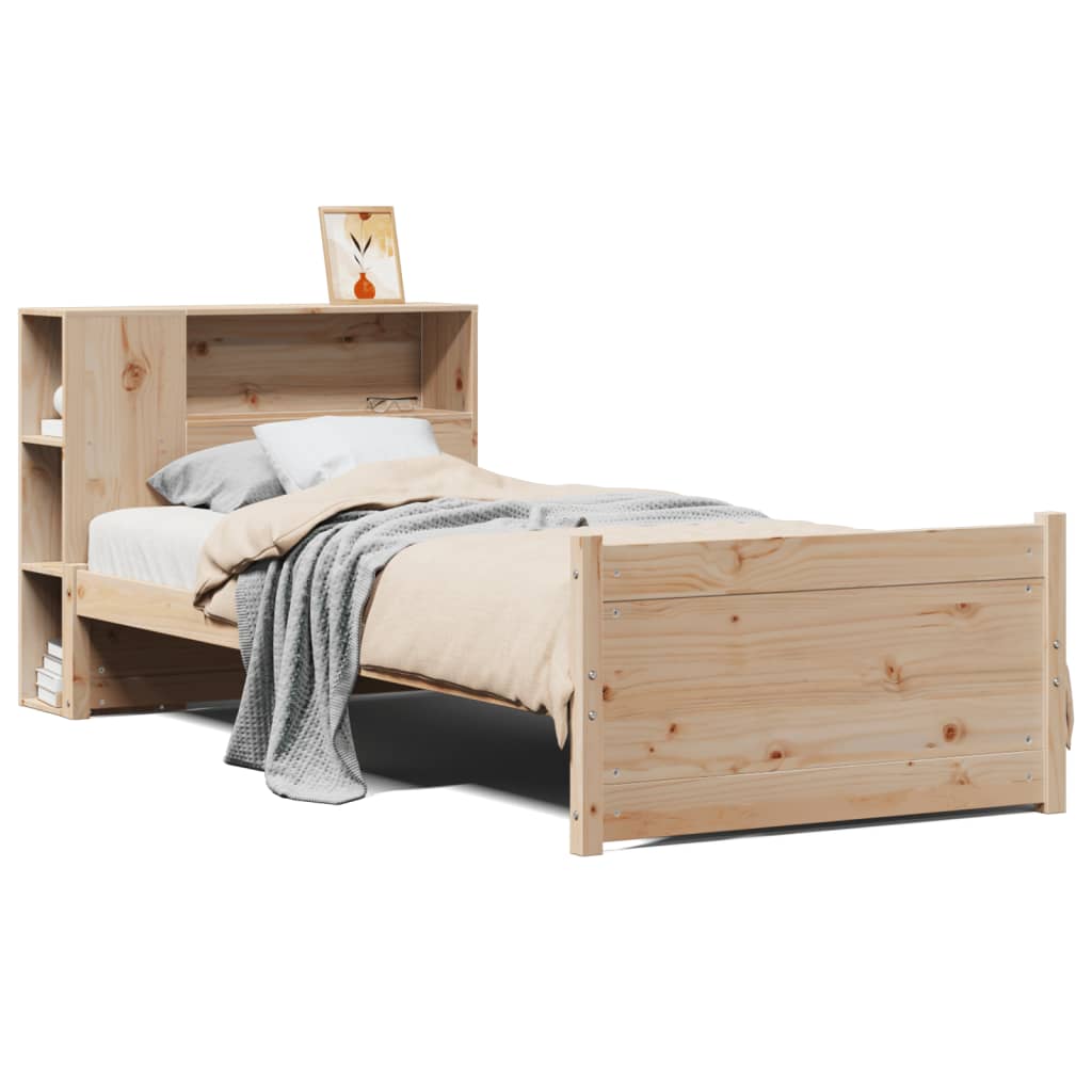 Bookcase Bed Without Mattress 90X200Cm Solid Wood Pine