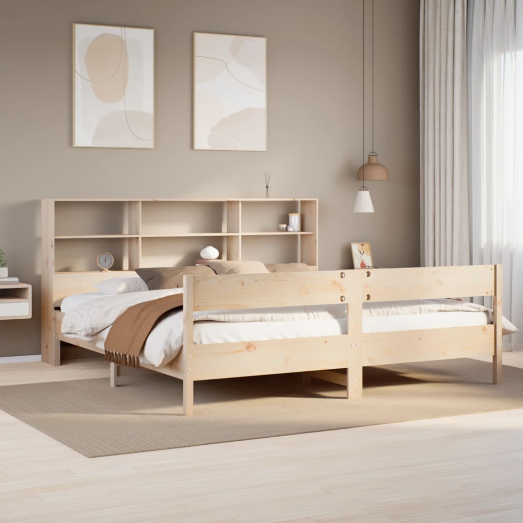 Bookcase Bed Without Mattress 140X190Cm Solid Wood Pine