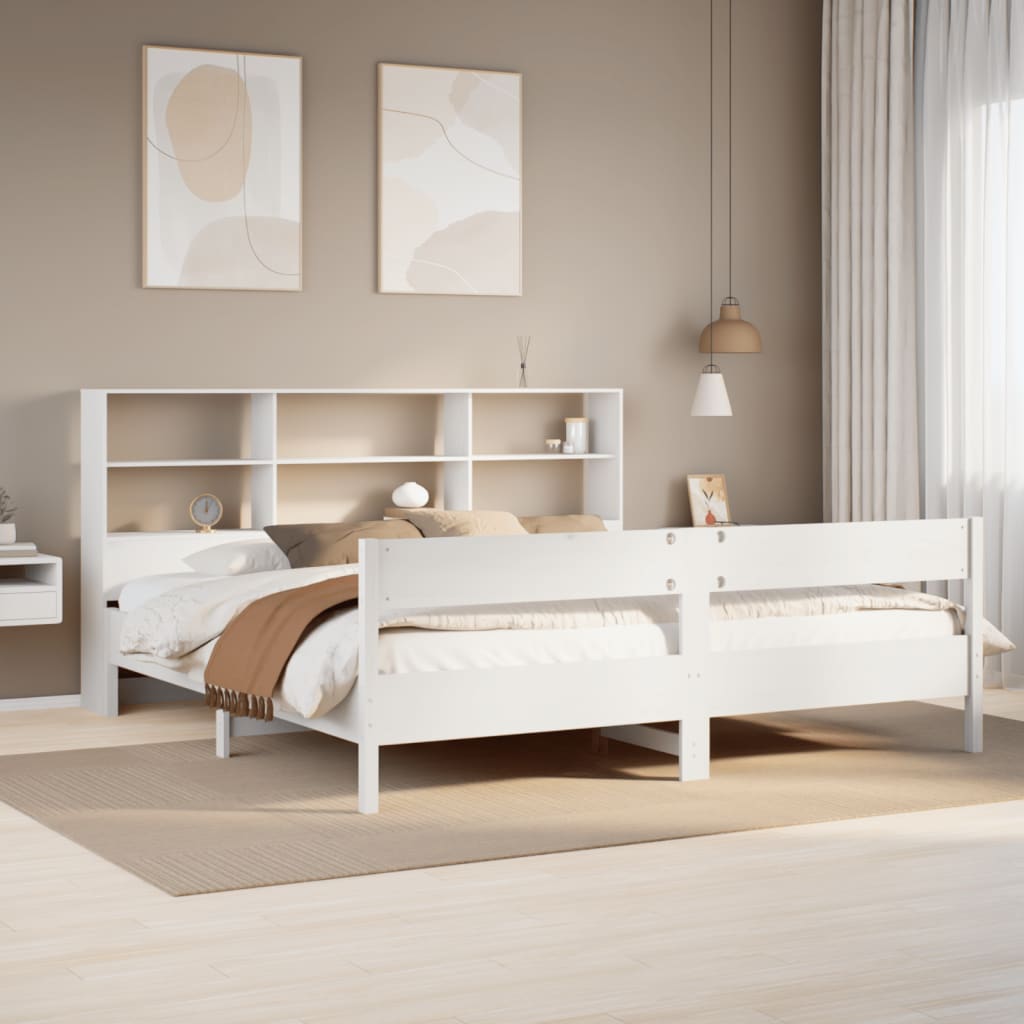 Bookcase Bed Without Mattress 140X190Cm Solid Wood Pine