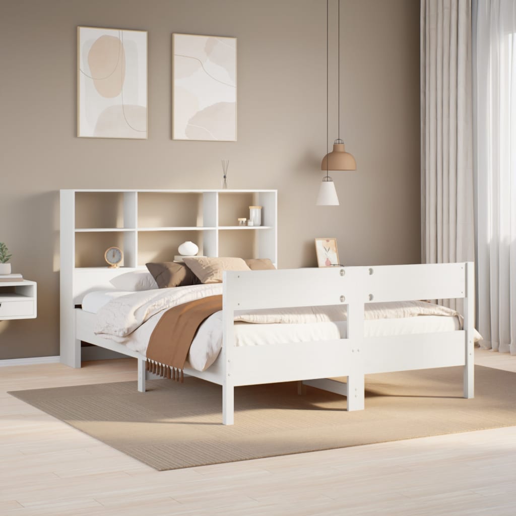 Bookcase Bed Without Mattress 140X190Cm Solid Wood Pine