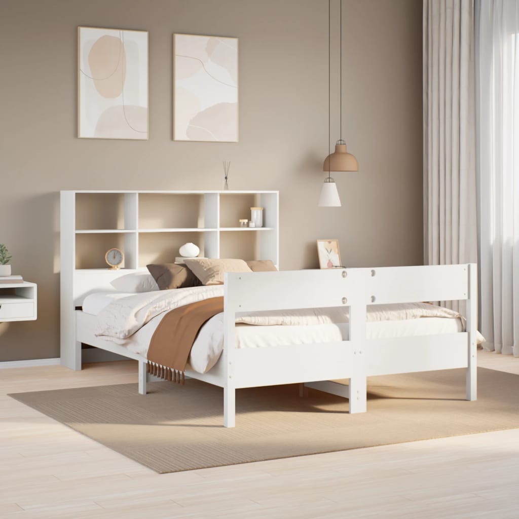Bookcase Bed Without Mattress 140X190Cm Solid Wood Pine