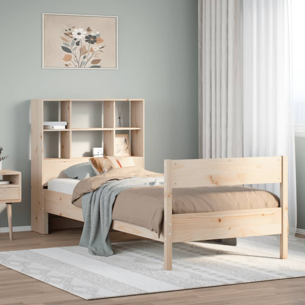 Bookcase Bed Without Mattress 140X190Cm Solid Wood Pine