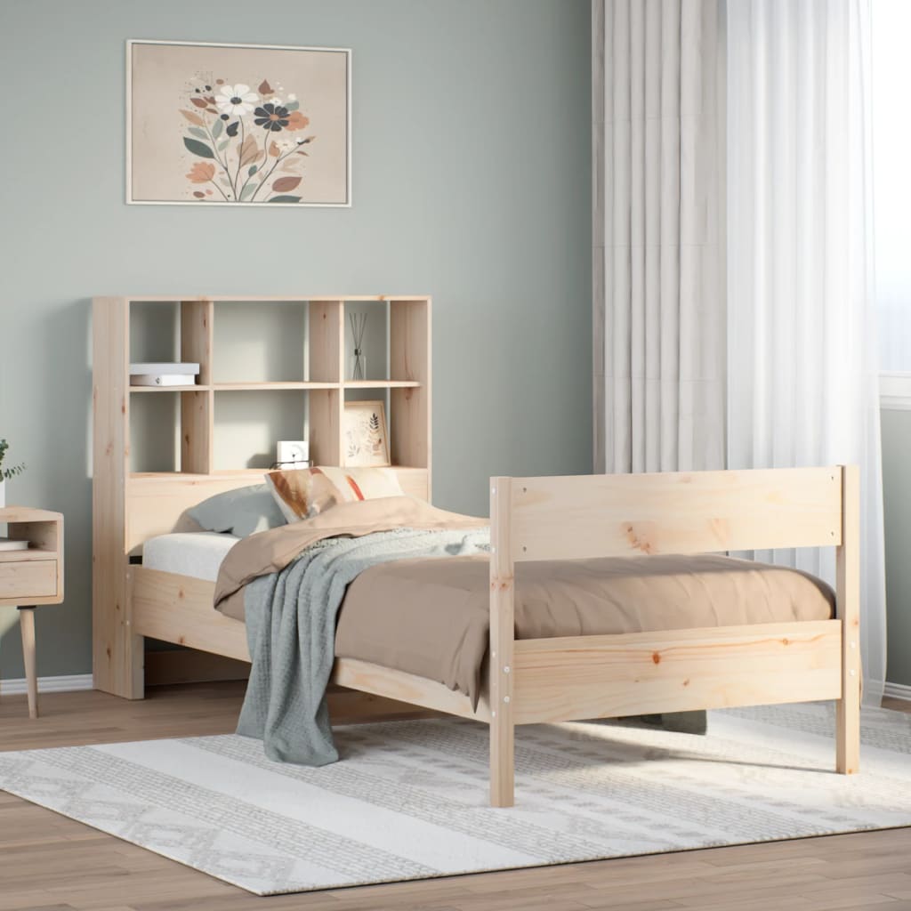 Bookcase Bed Without Mattress 140X190Cm Solid Wood Pine
