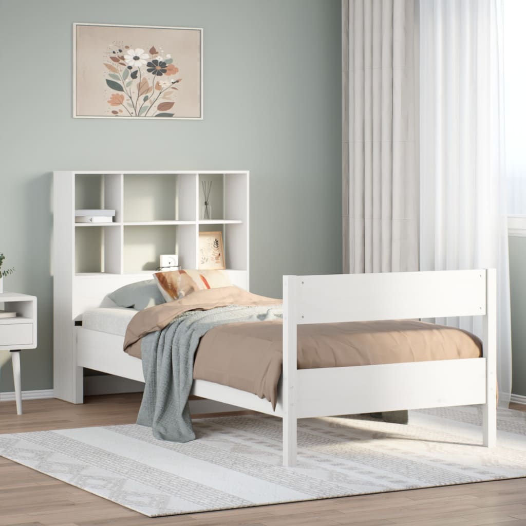 Bookcase Bed Without Mattress 140X190Cm Solid Wood Pine
