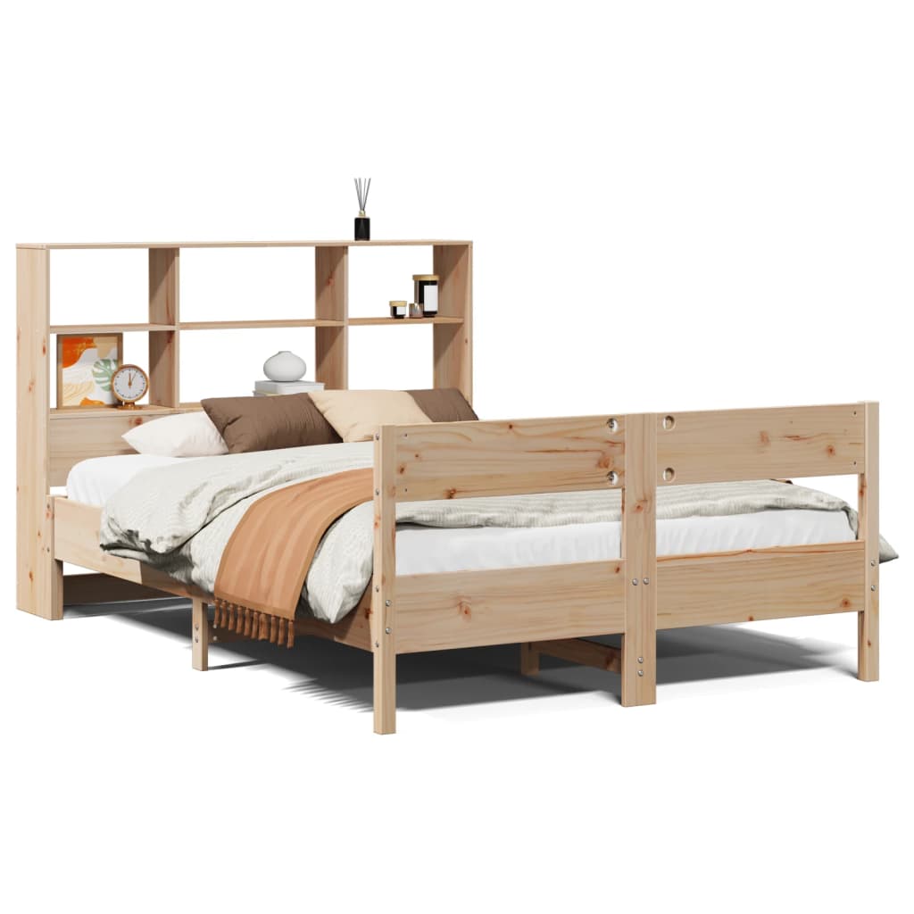 Bookcase Bed Without Mattress 140X190Cm Solid Wood Pine