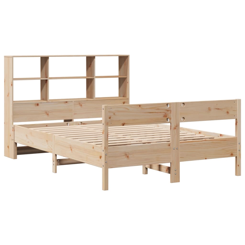 Bookcase Bed Without Mattress 140X190Cm Solid Wood Pine