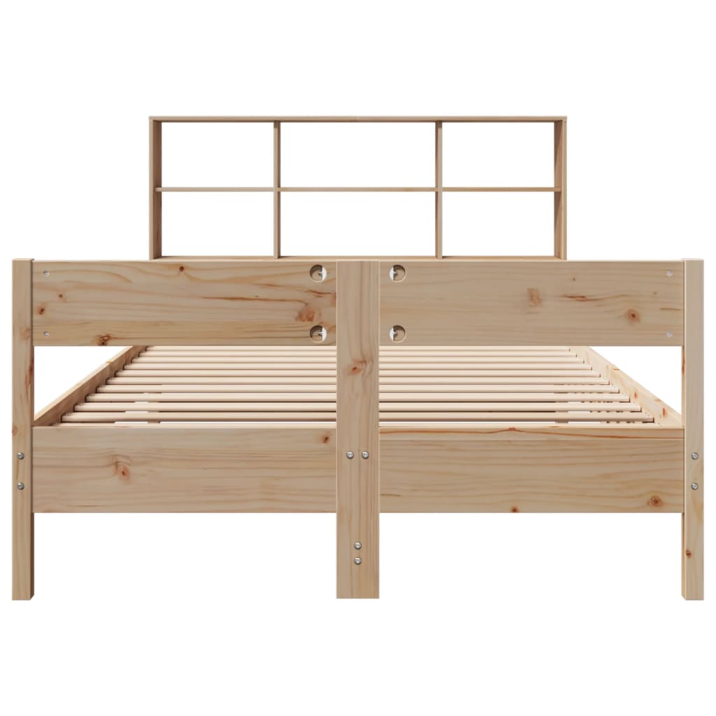Bookcase Bed Without Mattress 140X190Cm Solid Wood Pine