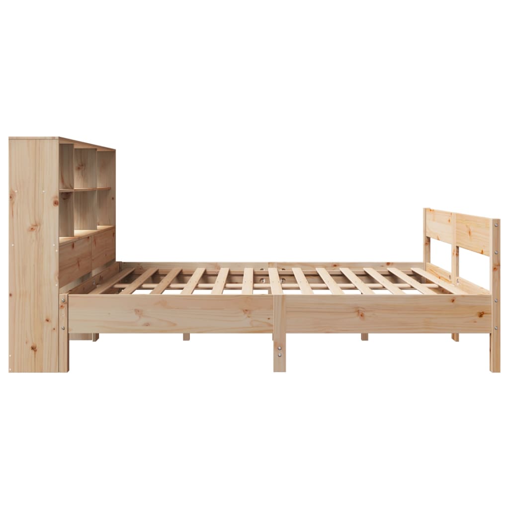 Bookcase Bed Without Mattress 140X190Cm Solid Wood Pine