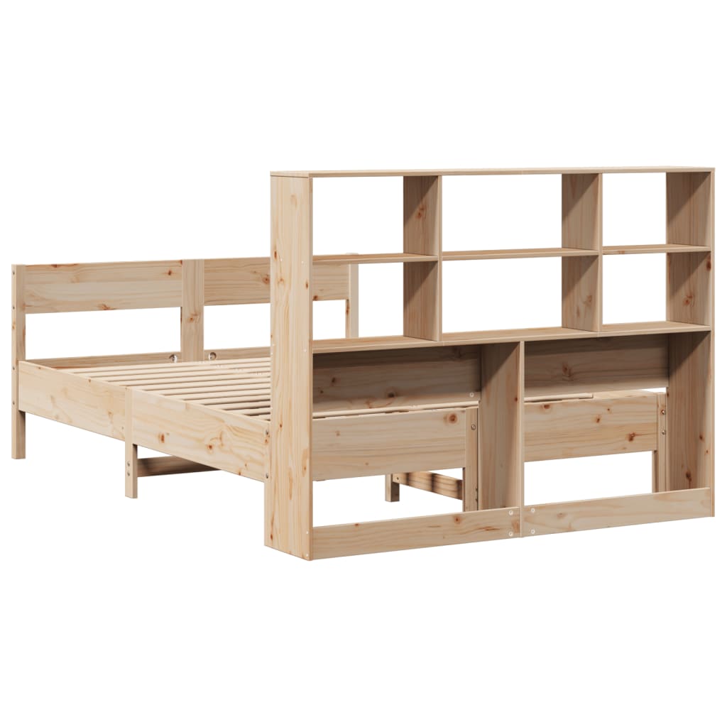 Bookcase Bed Without Mattress 140X190Cm Solid Wood Pine