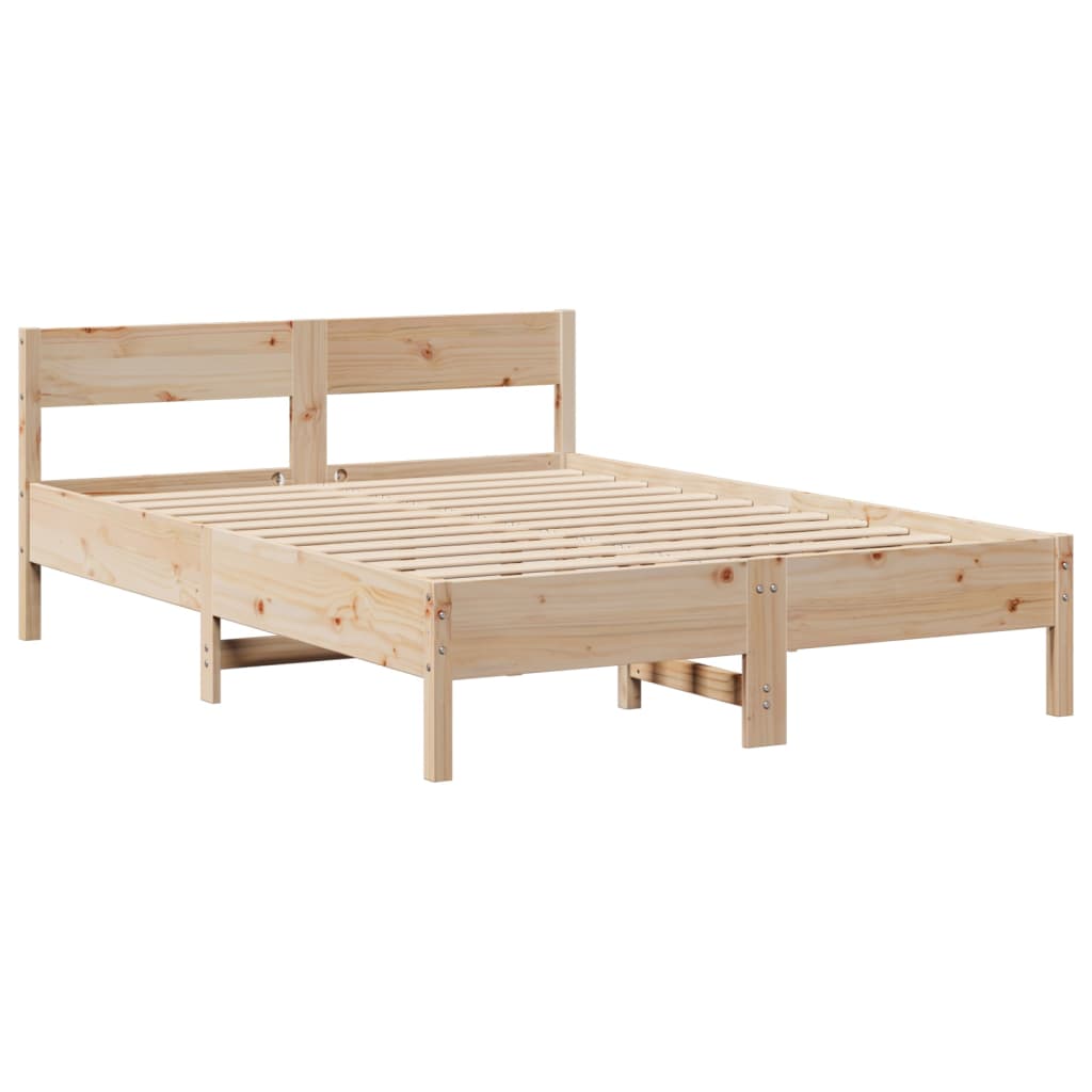 Bookcase Bed Without Mattress 140X190Cm Solid Wood Pine