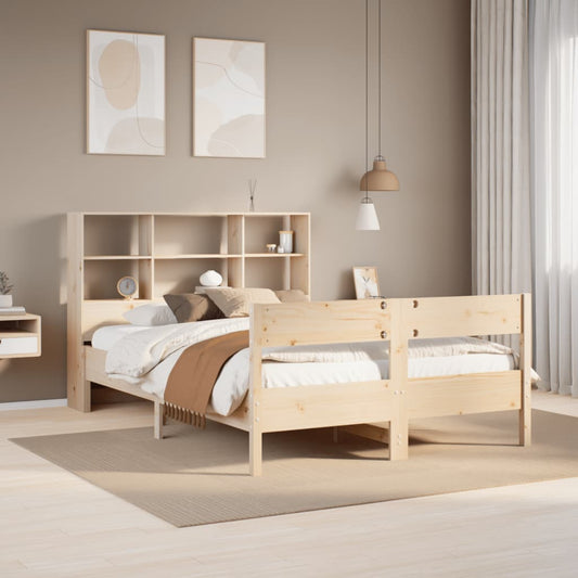 Bookcase Bed Without Mattress 140X190Cm Solid Wood Pine