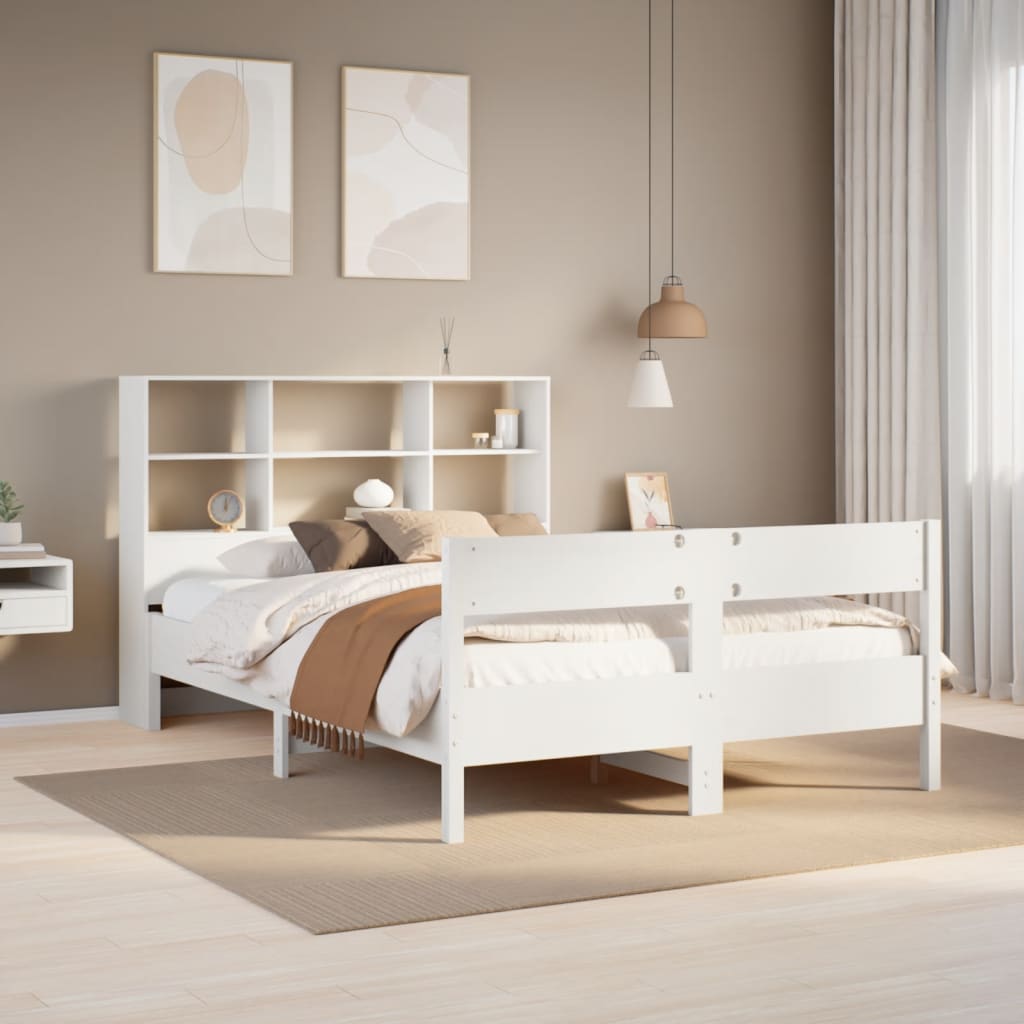 Bookcase Bed Without Mattress 140X190Cm Solid Wood Pine