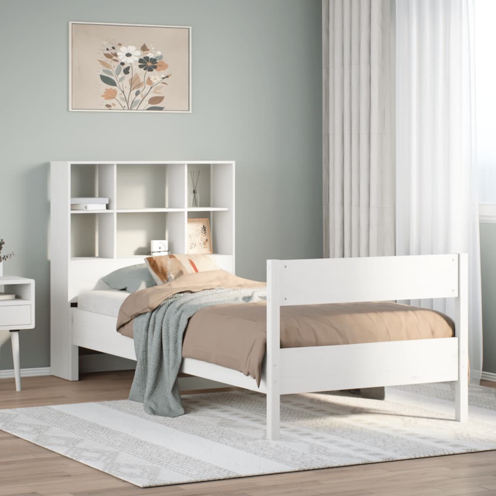 Bookcase Bed Without Mattress 140X190Cm Solid Wood Pine