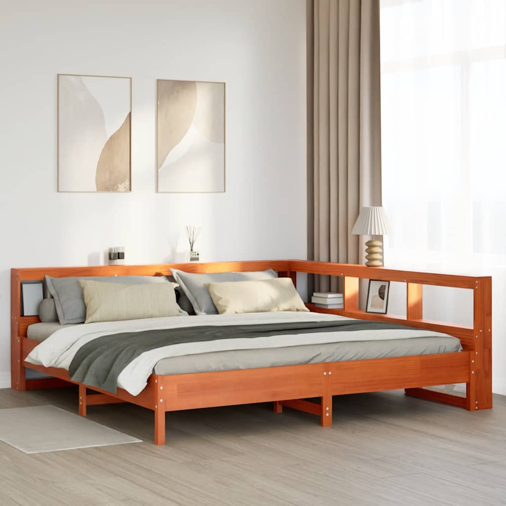 Bookcase Bed Without Mattress Solid Wood Pine