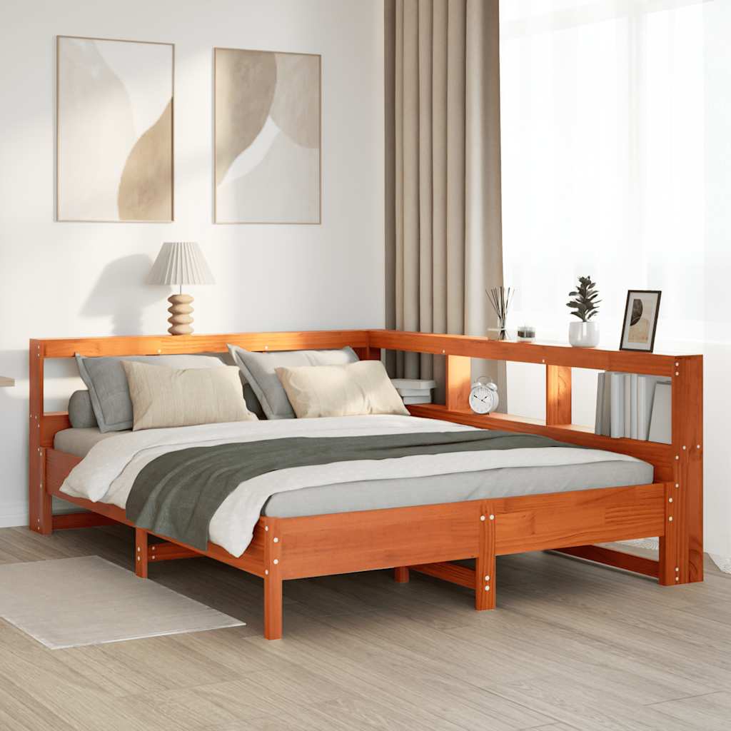 Bookcase Bed Without Mattress Solid Wood Pine