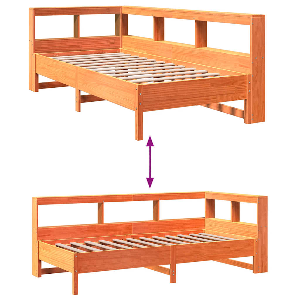 Bookcase Bed Without Mattress Solid Wood Pine