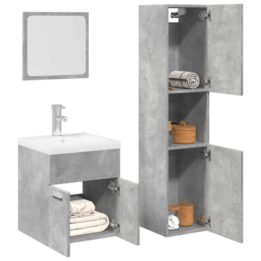 3 Piece Bathroom Furniture Set Engineered Wood