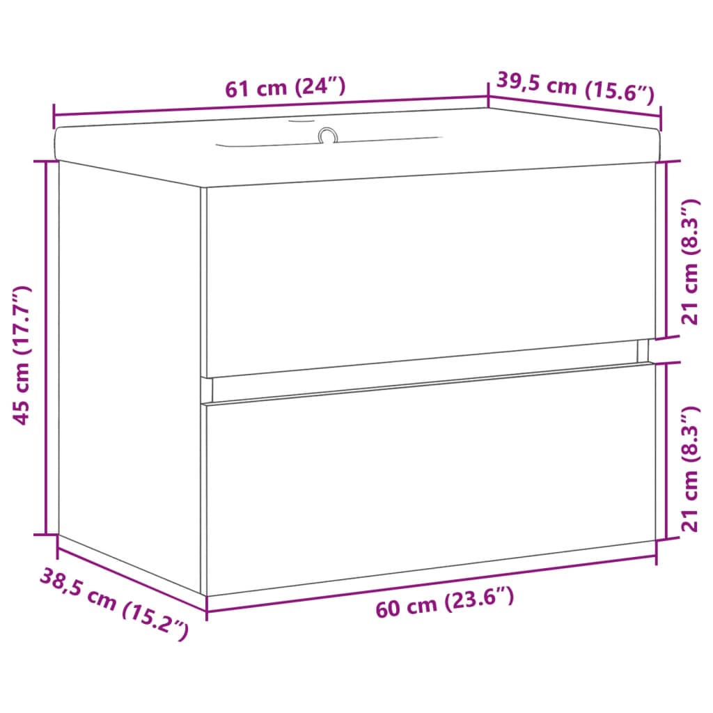 2 Piece Bathroom Furniture Set Engineered Wood