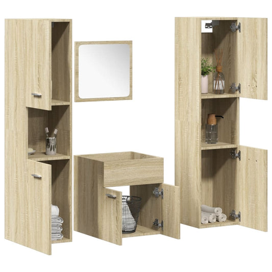 4 Piece Bathroom Furniture Set Engineered Wood