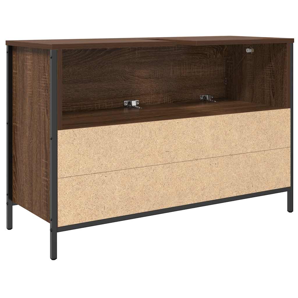 Bathroom Basin Cabinet With Drawers Brown Oak 90X34.5X60 Cm