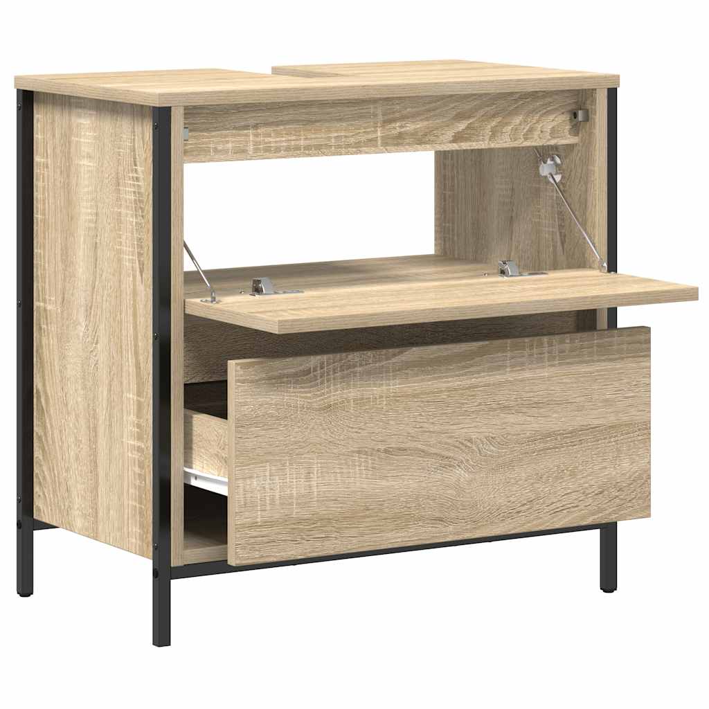 Bathroom Basin Cabinet With Drawers Sonoma Oak 60X34.5X60 Cm
