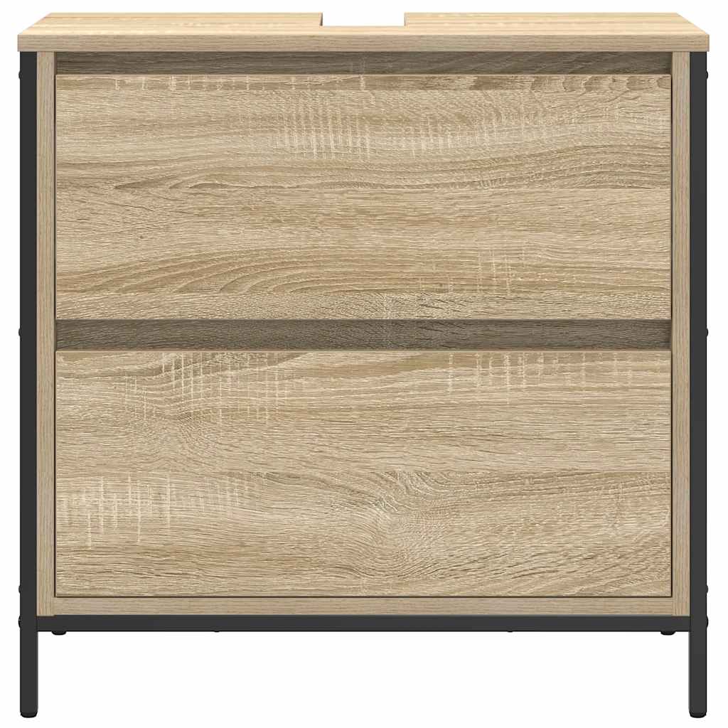 Bathroom Basin Cabinet With Drawers Sonoma Oak 60X34.5X60 Cm
