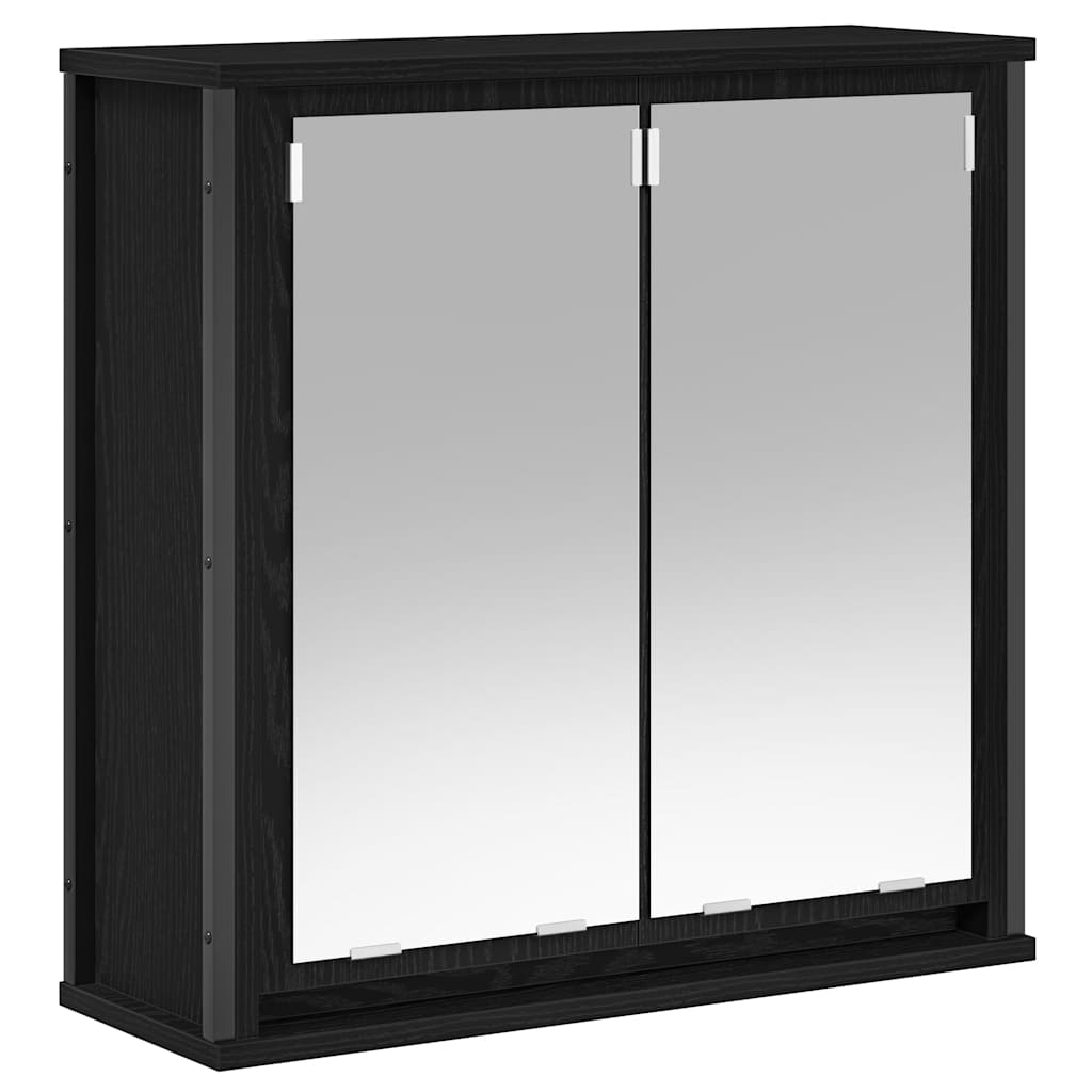 Bathroom Wall Cabinet With Mirror Black Oak 60X21X60 Cm
