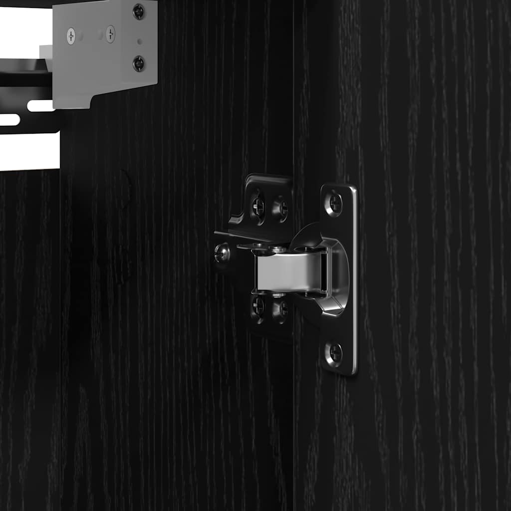 Bathroom Wall Cabinet With Mirror Black Oak 60X21X60 Cm