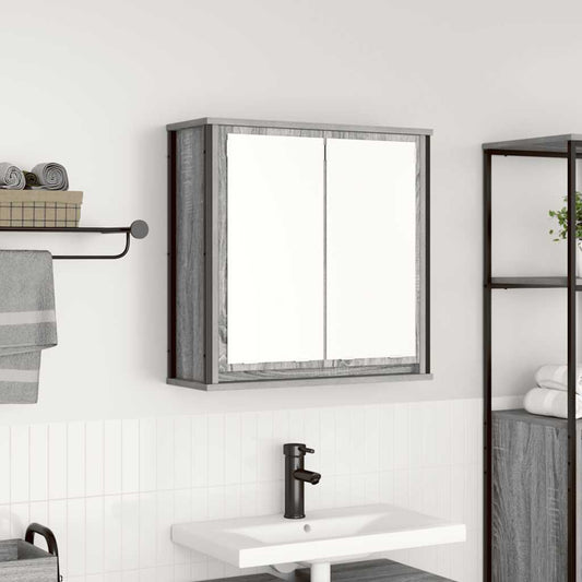 Bathroom Wall Cabinet With Mirror Grey Sonoma 60X21X60 Cm