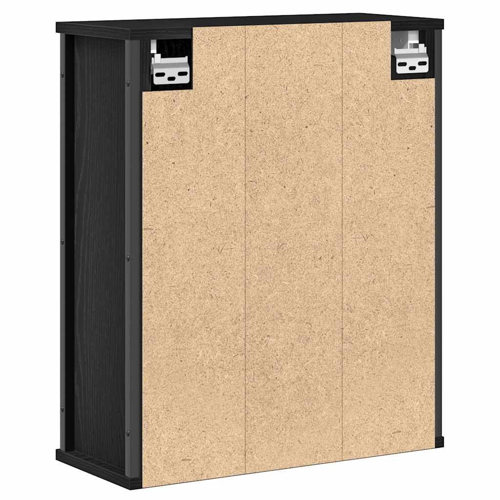 Bathroom Wall Cabinet With Mirror Black Oak 50X21X60 Cm