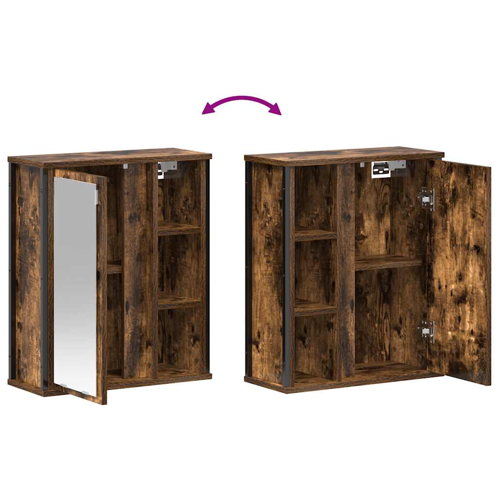 Bathroom Wall Cabinet With Mirror Smoked Oak 50X21X60 Cm