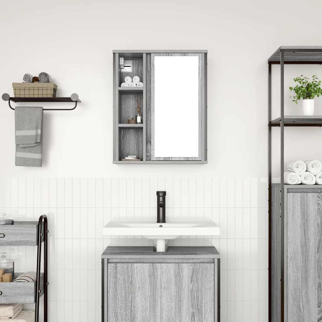Bathroom Wall Cabinet With Mirror Grey Sonoma 50X21X60 Cm