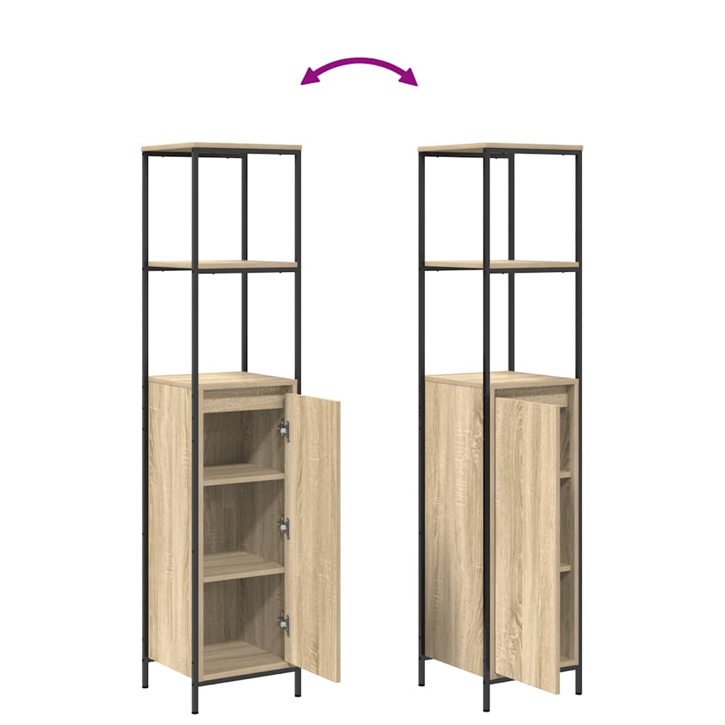Bathroom Cabinet With Shelves Sonoma Oak 36X35X165 Cm