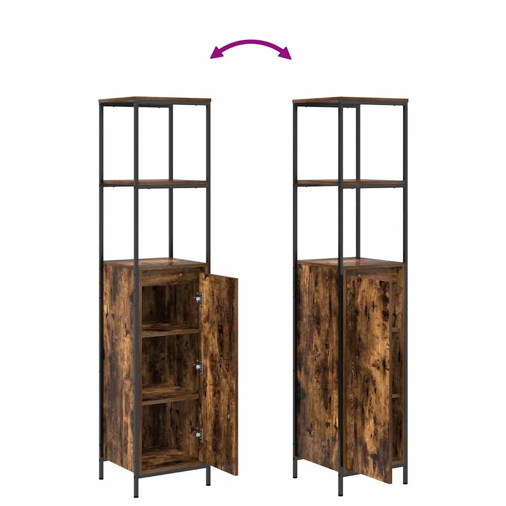 Bathroom Cabinet With Shelves Smoked Oak 36X35X165 Cm