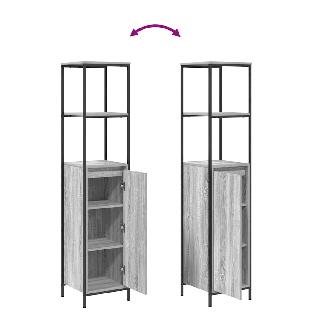 Bathroom Cabinet With Shelves Grey Sonoma 36X35X165 Cm