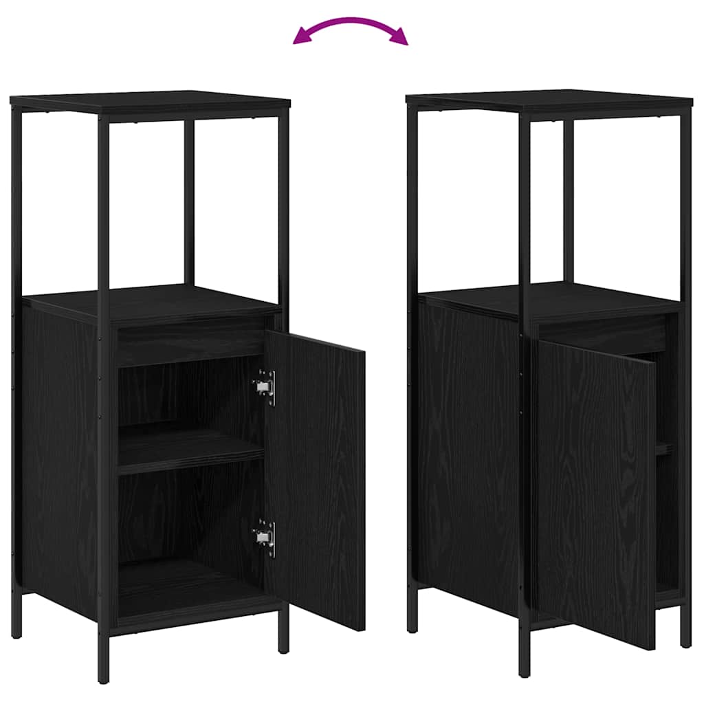 Bathroom Cabinet With Shelves Black Oak 36X35X95 Cm