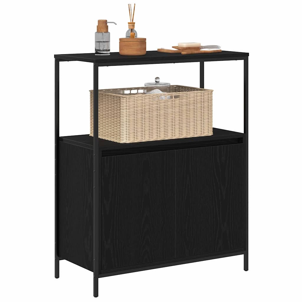 Bathroom Cabinet With Shelves Black Oak 76.5X35X95 Cm