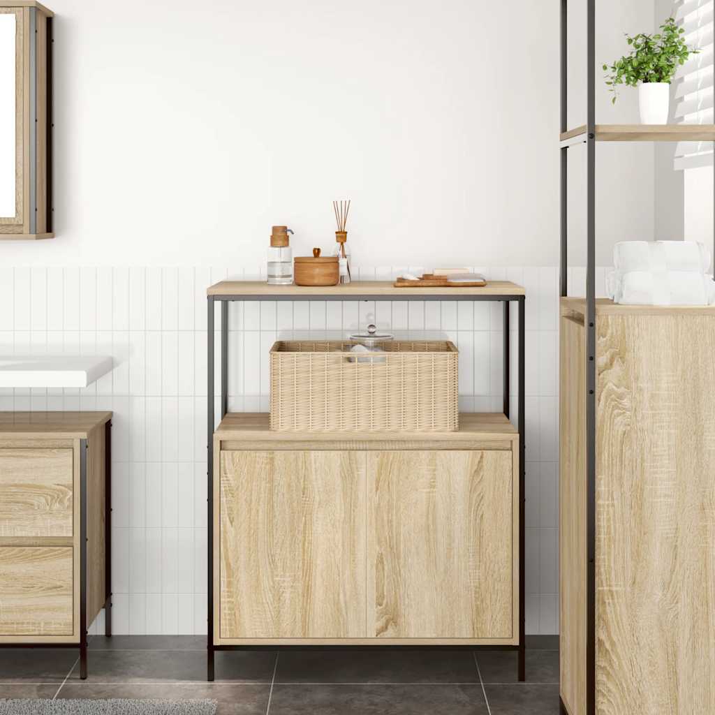 Bathroom Cabinet With Shelves Sonoma Oak 76.5X35X95 Cm