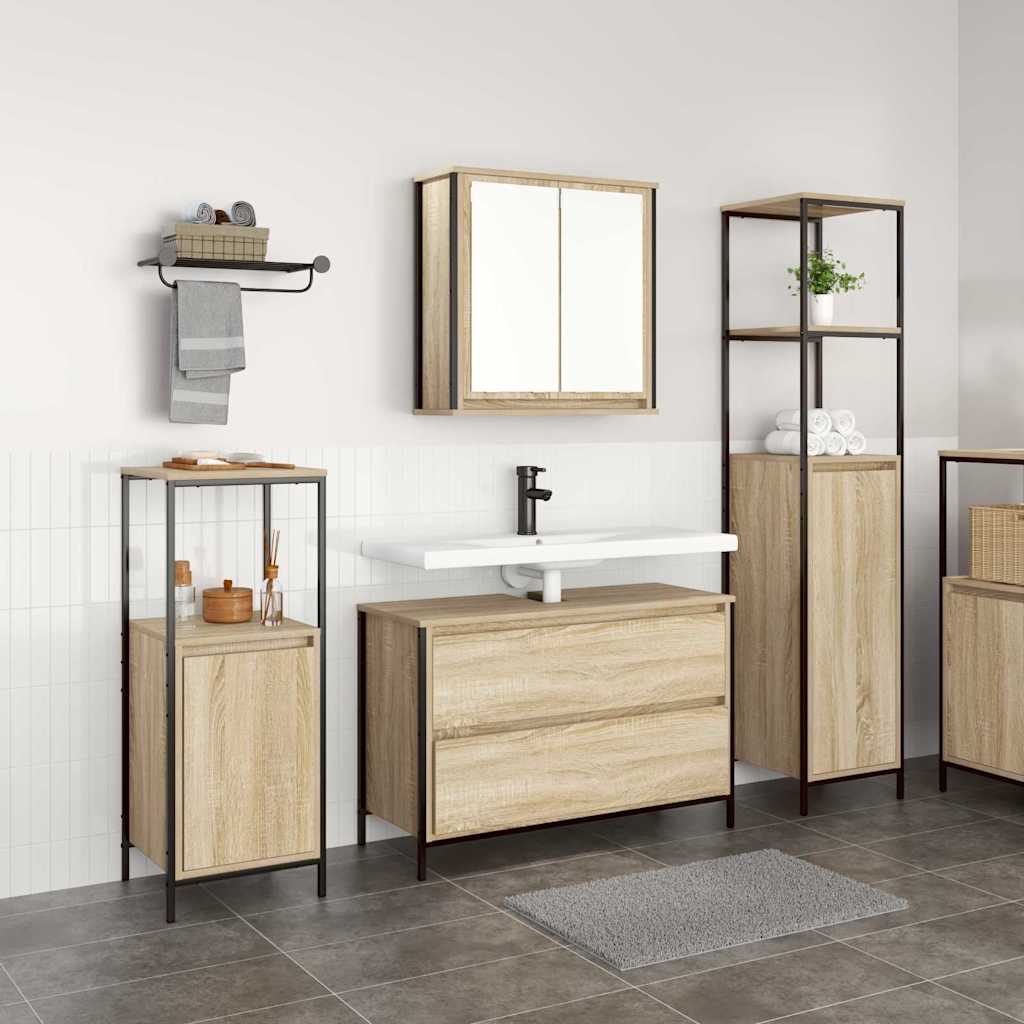 3 Piece Bathroom Furniture Set Engineered Wood